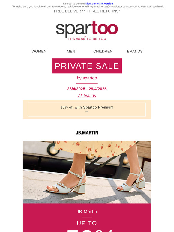 ✨Golden opportunity! Up to 50% off JB Martin, BOTD, Puma, Mjus and Ravel with free delivery