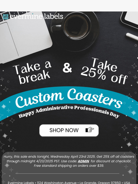 Shop now for 25% off Coasters