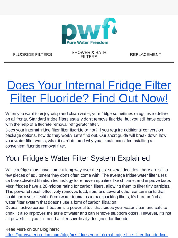 Does Your Fridge Filter Fluoride?