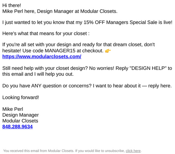 Save 15% OFF with my Managers Sale!