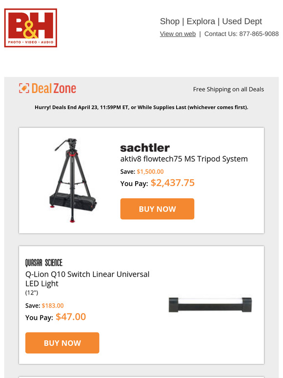 Today's Deals: 💰$1,500.00 OFF! Sachtler aktiv8 flowtech 75 MS Tripod System & More!