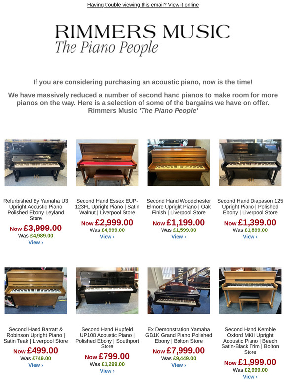 Second Hand  Piano Clearance Bargains - Massive Reductions!