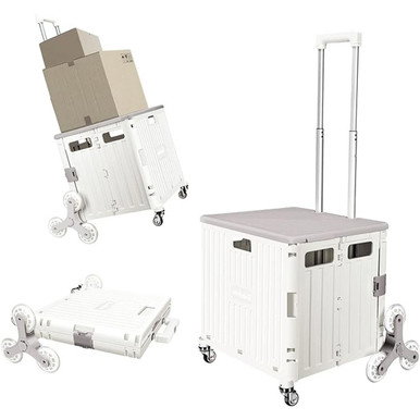 65L Foldable Utility Cart with Stair Climbing Rolling Wheels