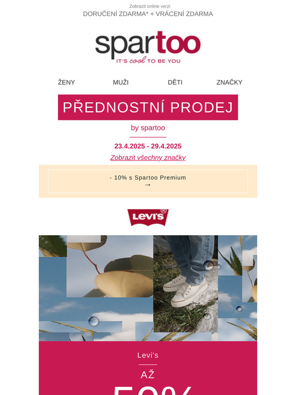 Tomuto nelze odolat✨: sleva až 50% na Levi's, , Fluchos, JDY a Timberland s doručením zdarma