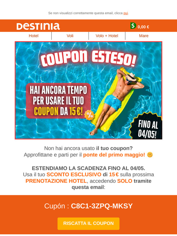 Buone notizie: Estendiamo il coupon!