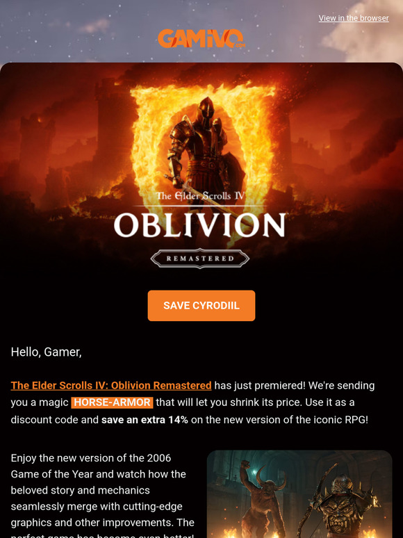 ⚔️ Oblivion Remastered is here! Use your Horse Armor and save 14% 🐴