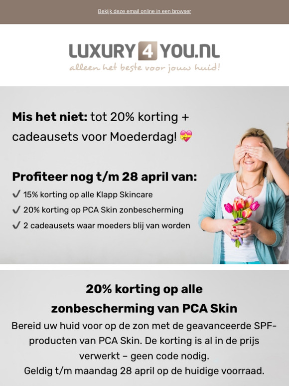 Mis het niet: tot 20% korting + cadeausets voor Moederdag! 💝