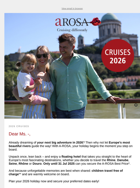 Get Ready for Your 2026 River Cruise with A-ROSA 🌹