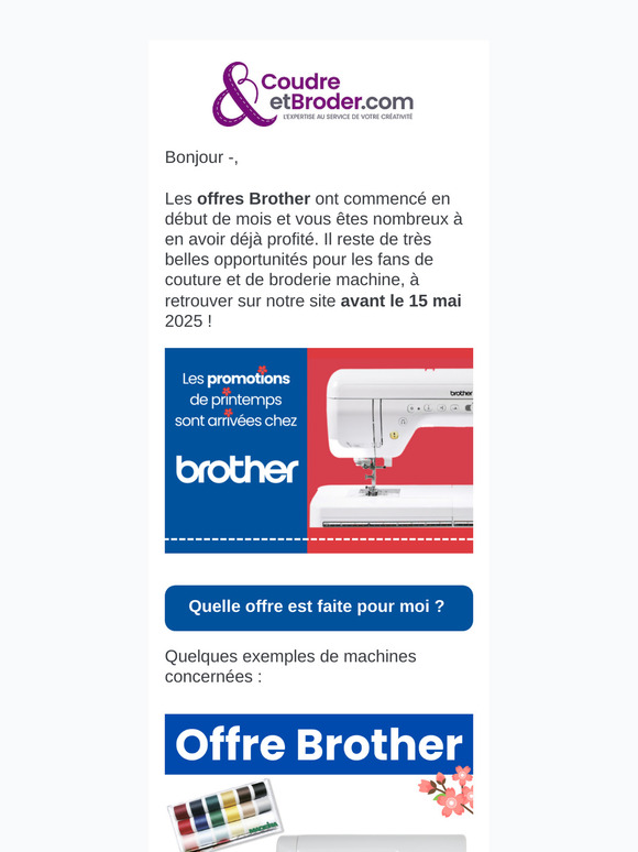 Les offres Brother, un coup de pouce pour vos projets couture.