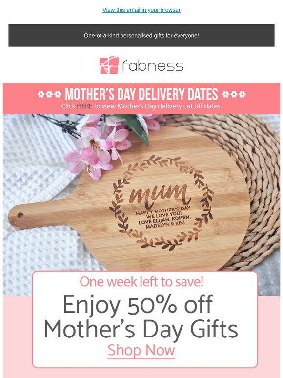 Spoil Mum without spoiling your budget – 50% off Gifts she’ll love