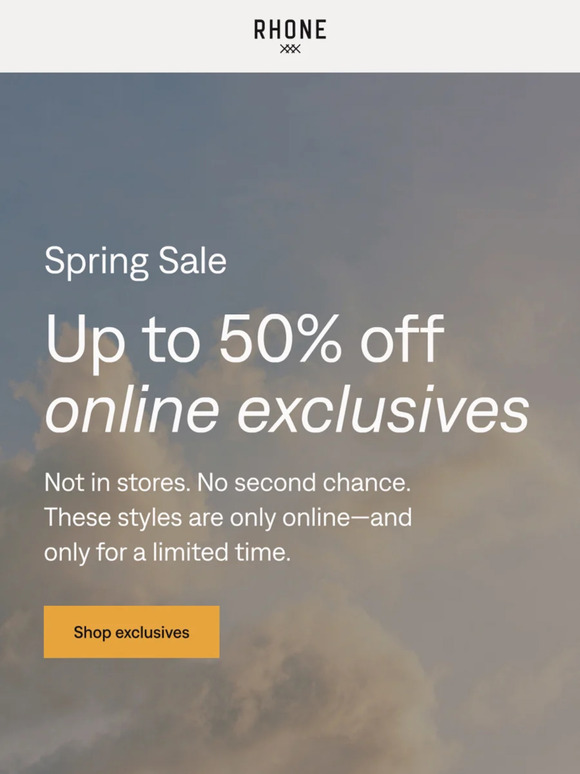 Up to 50% off online exclusives