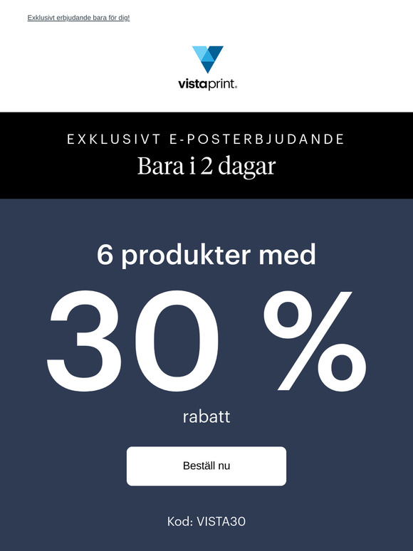 Endast 2 dagar | 6 produkter till 30 % rabatt