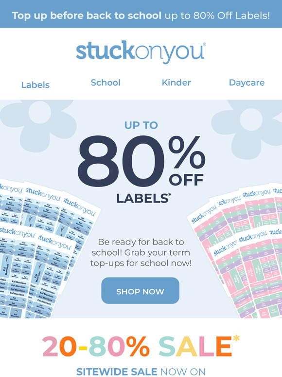 🎒 Don't Miss Out: Up to 80% Off Back to School Top Up Labels!