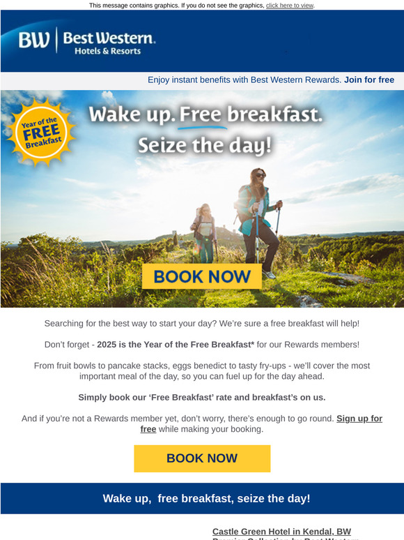 Wake up 🌅 Free breakfast 🍽️ Seize the day 🙌
