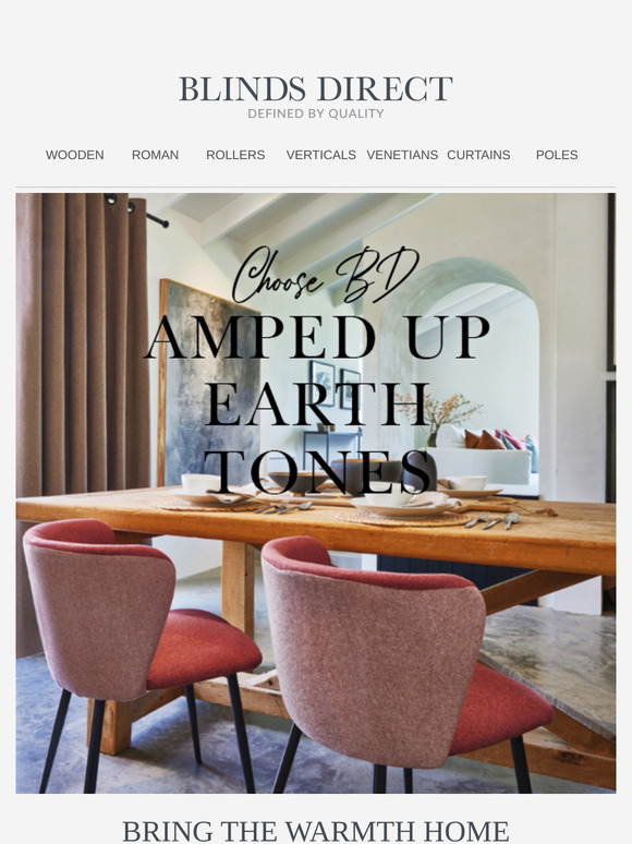 Add warmth with most stylish earth tones + get 20% off and FREE delivery