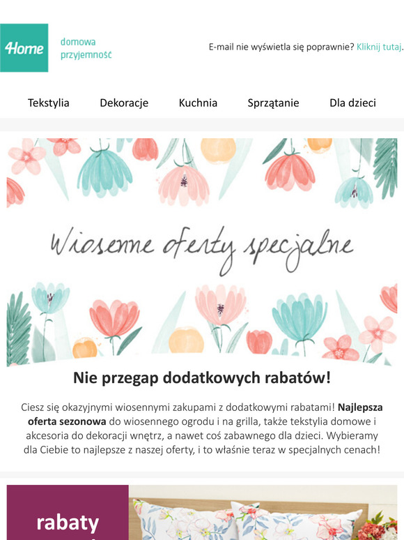 Wiosenne rabaty: donice do -81% • poduszki do -72% • bielizna pościelowa do -75% • kubki do -77% • grille do -55% i więcej!