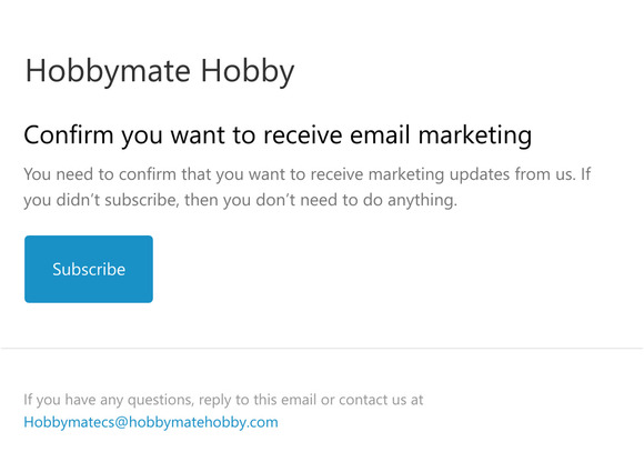 Confirm you want to receive email marketing