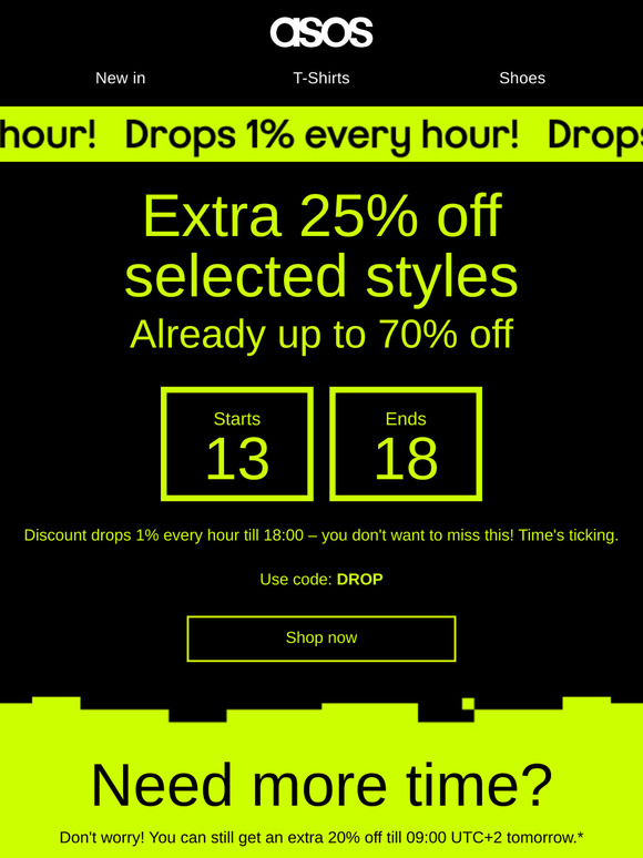 Extra 25% off selected Sale styles 13:00-18:00