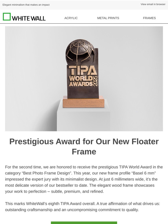 Our frame wins the TIPA World Award