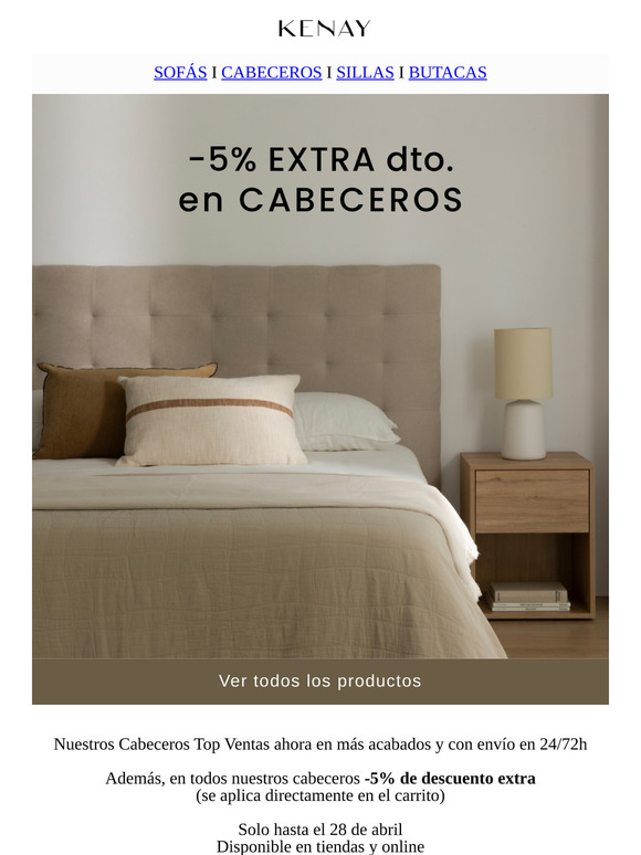 5 Días con 5% EXTRA 💫 de descuento en TODOS nuestros cabeceros