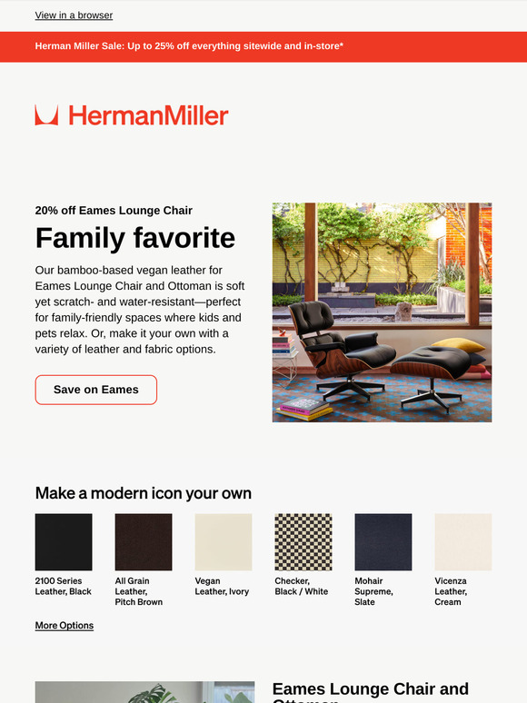 Save 20% on Eames Lounge Chair and Ottoman