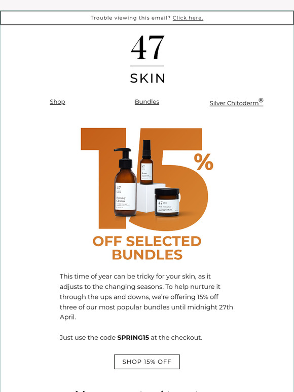 15% off spring-ready skin ✨