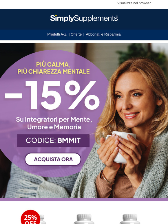 -15% su integratori per mente e umore