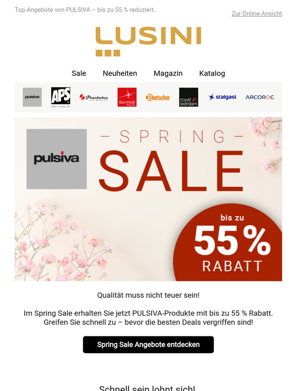 Exklusiv für Gastro-Profis: PULSIVA Spring Sale – bis zu 55 % sparen