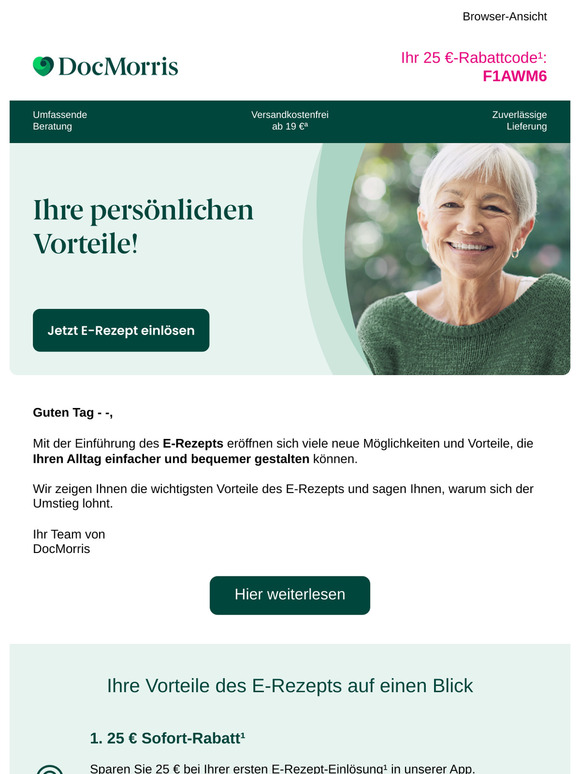 25 € geschenkt? Nur einer der Vorteile beim E-Rezept...