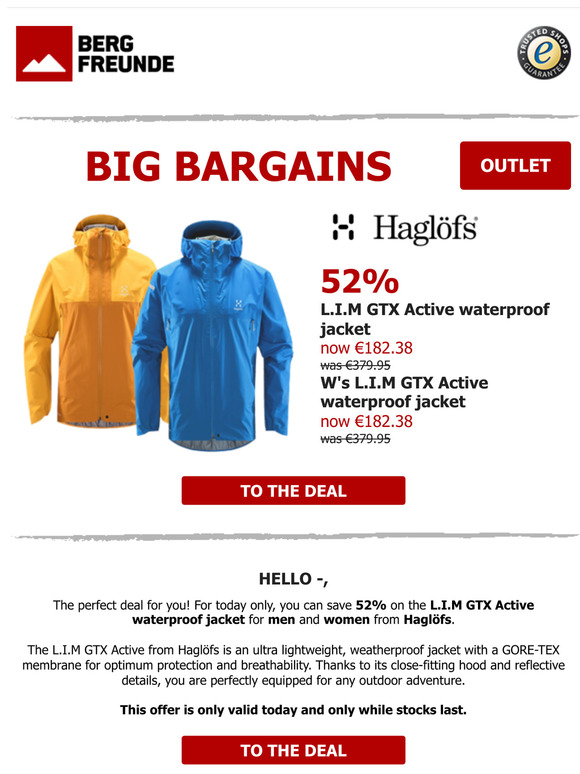 ⏰Today only: 52% off waterproof jackets from Haglöfs