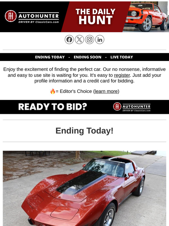 Daily Hunt: Act fast! This '78 Chevrolet Corvette ends today.