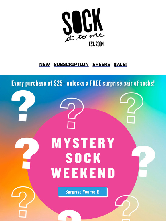 🎁 Surprise Inside! Free Mystery Socks All Weekend!