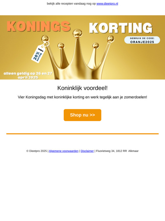 Koningsdag 2025 👑 20% korting!