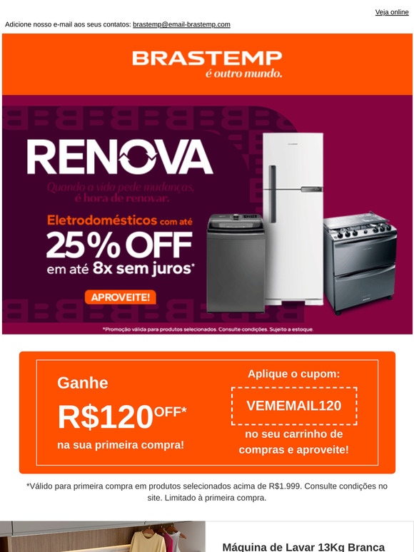 Ofertas Brastemp com descontos exclusivos pra você! 😉🧡