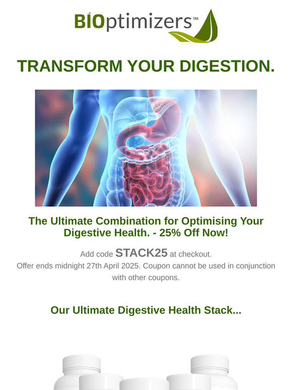 Think Clearer. Sleep Better. Digest Smarter.🧠— Get 25% Off BiOptimizer's Digestive Stack!💚