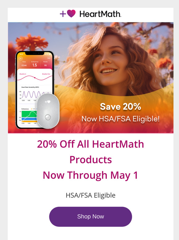 Your FSA/HSA Now Covers HeartMath – Save 20%!