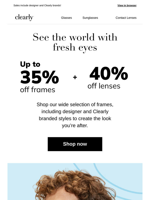 Up to 35% off frames & 40% off lenses