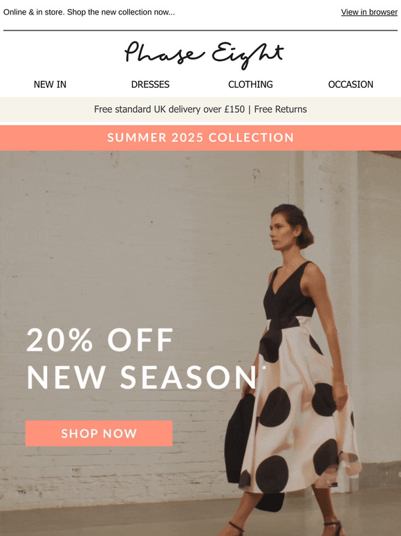 20% off NEW SEASON is here!