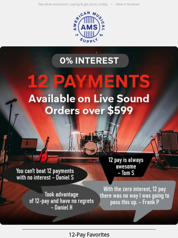 Our Most-Loved Deal: 12-Pay & 0 Stress on Top Pro Audio Gear!