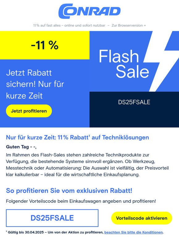 ⚡ Flash-Sale: 11 % Rabatt sichern – Technik gezielt ergänzen