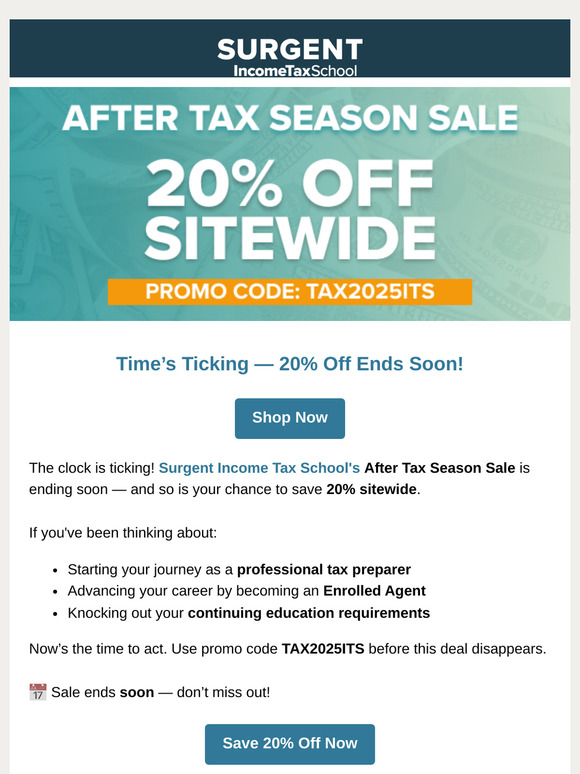 ⏰ Hurry! 20% Off Tax Courses Ending Soon!