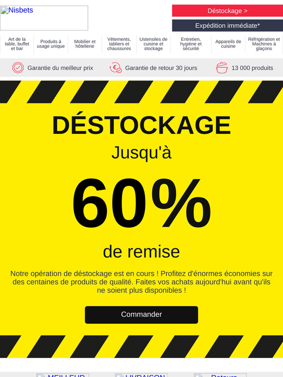 DÉSTOCKAGE : jusqu'à 60% de réduction