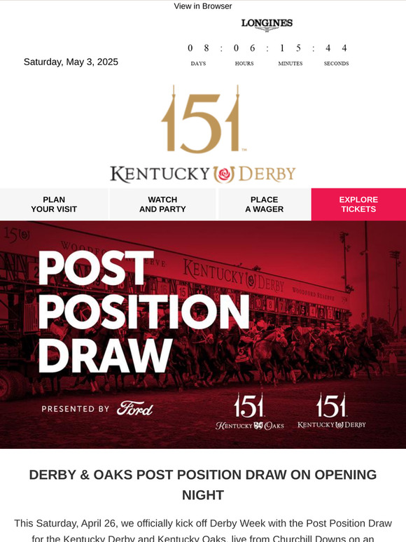 Watch The Post Position Draw Saturday 🏇