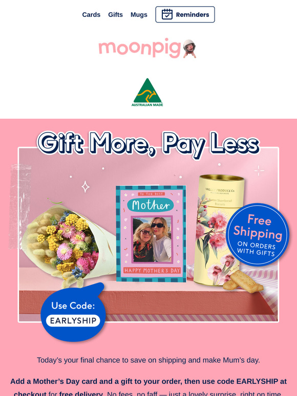 ⏰ Ends Tonight: Free Delivery for Mum’s Gift + Card!