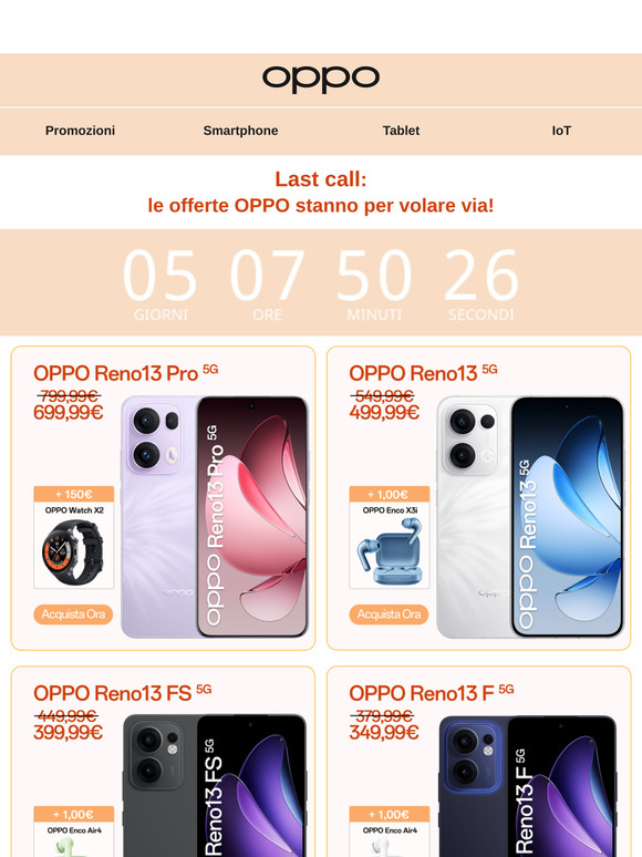 Le offerte OPPO stanno per terminare!