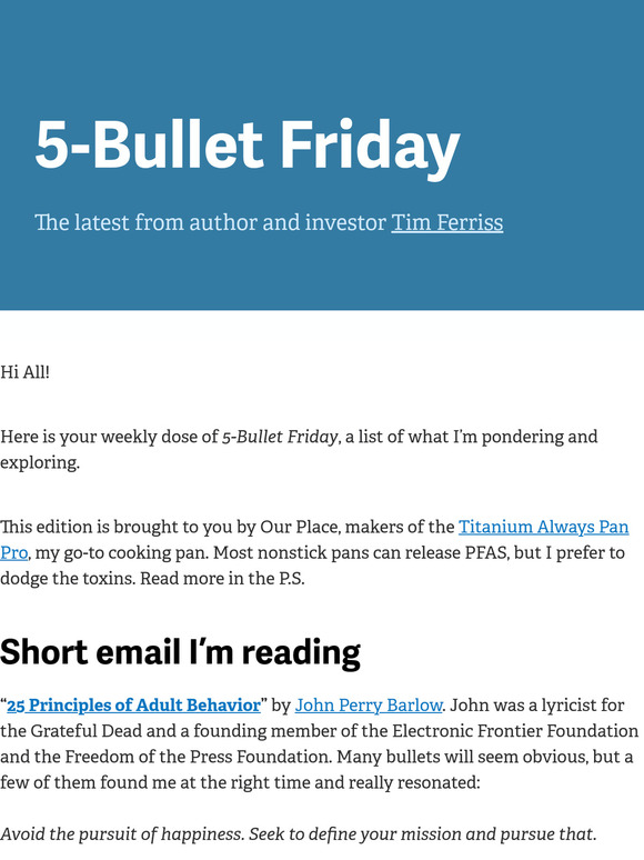 5-Bullet Friday — 25 Helpful Principles, My Favorite Audiobook in Years, Einstein on Awe and Mystery, and More
