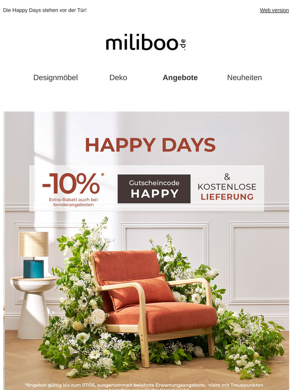 Happy Days |10 % Rabatt – auch auf Angebote !