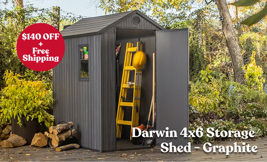 Darwin 4x6 Storage  Shed - Graphite