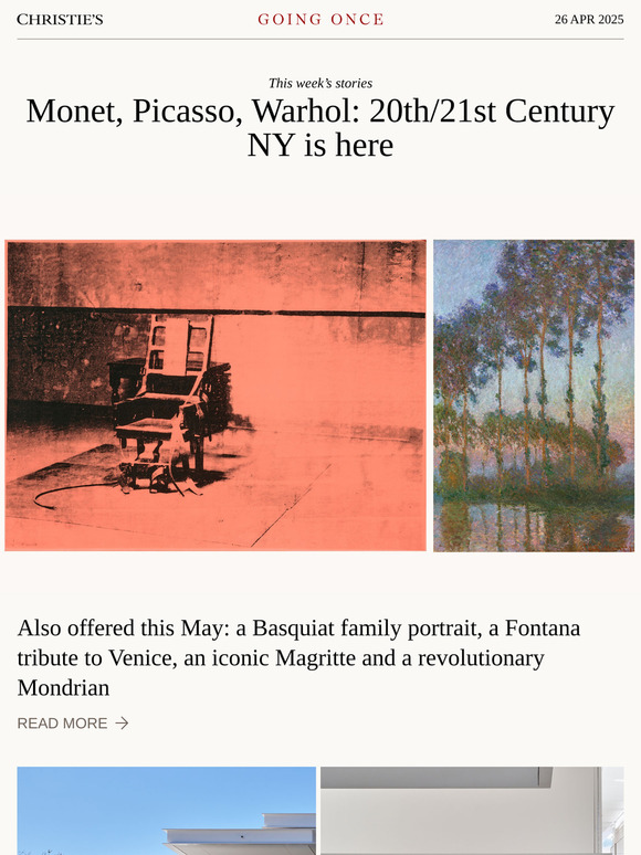 Going Once No. 432 | Monet, Picasso, Warhol: 20th/21st Century NY