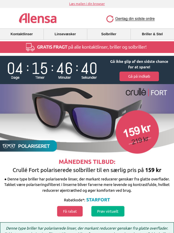 Sidste chance: Crullé Fort polariserede solbriller kun til 159 kr